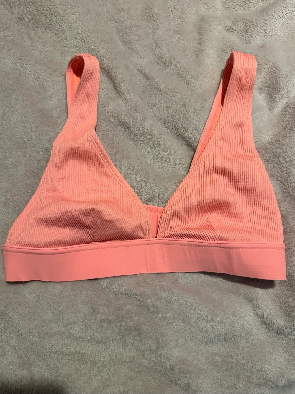 Ardene Ribbed Triangle Bikini Top - Coral
